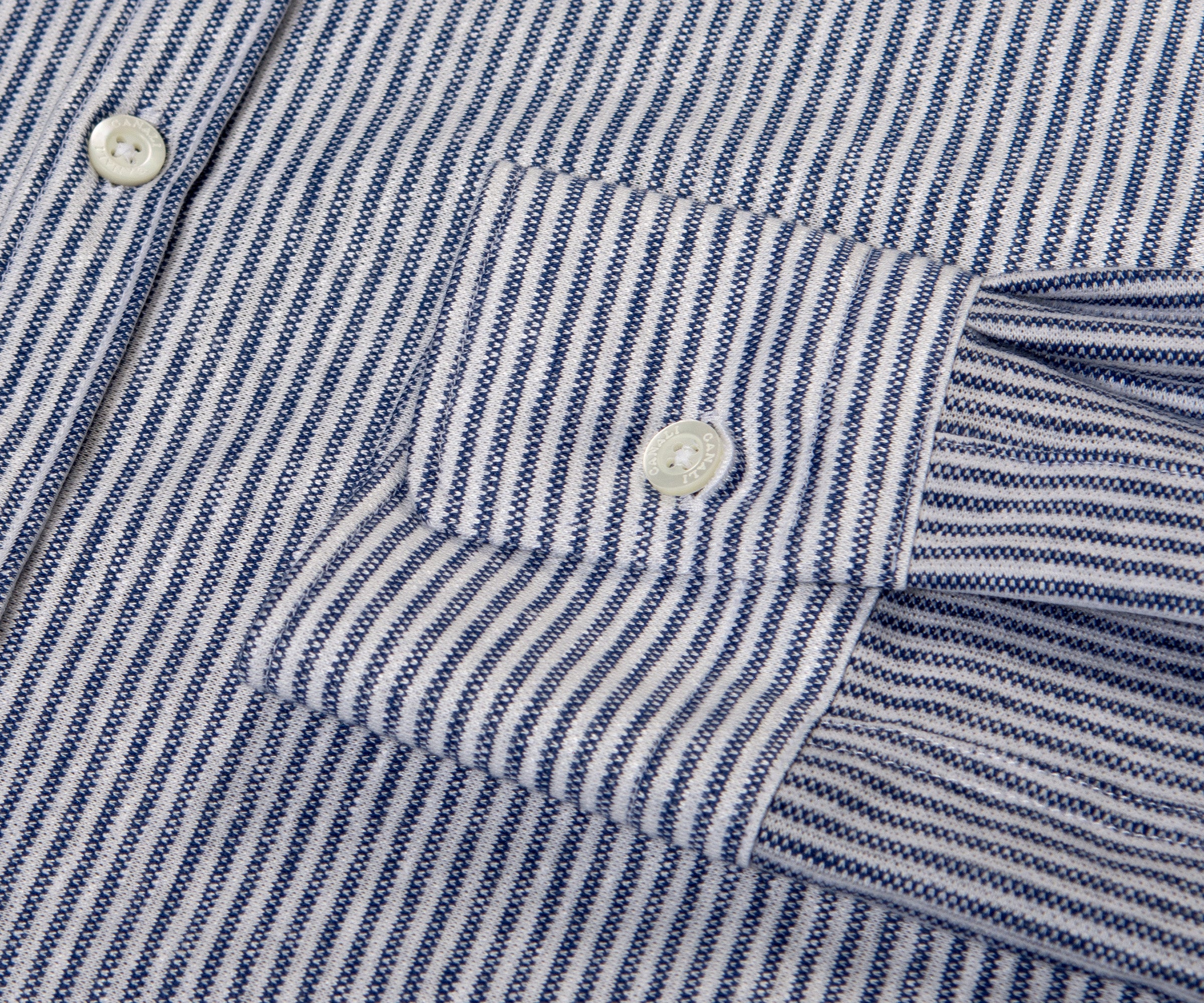 Canali Textured Stripe Slim Fit Shirt Navy/White