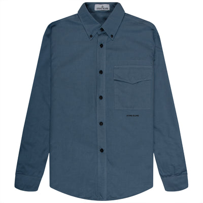 Stone Island LS Cotton Linen Shirt Blue