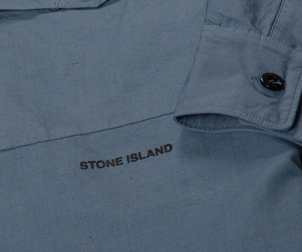 Stone Island LS Cotton Linen Shirt Blue