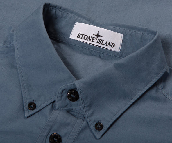 Stone Island LS Cotton Linen Shirt Blue