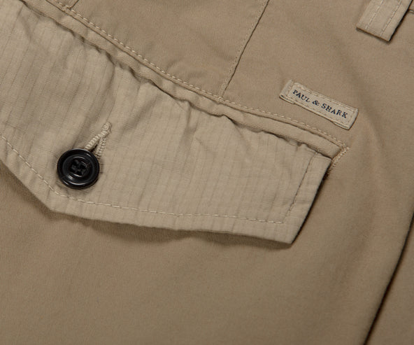 Paul & Shark Cotton Bermuda Cargo Shorts Beige