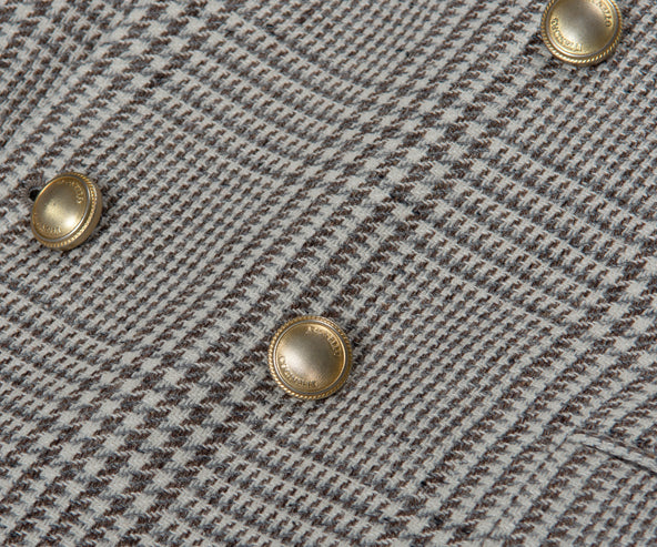 BRUNELLO CUCINELLI DB Prince Of Wales Checked Blazer Brown/Off-White