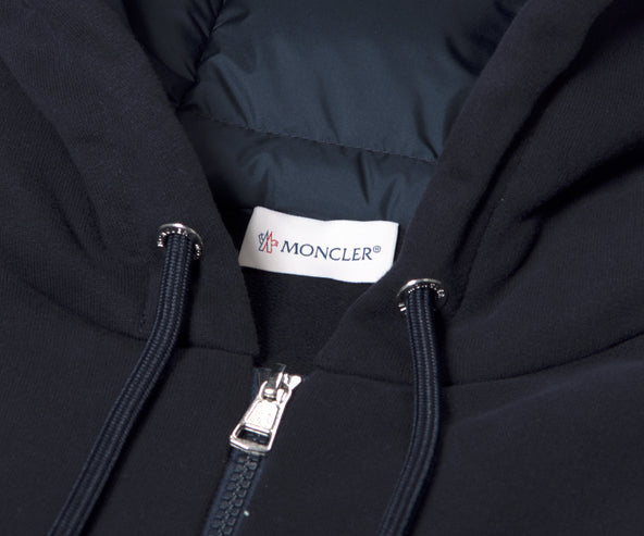 Moncler 1952 Quilted Detail Hooded Sweatshirt Navy