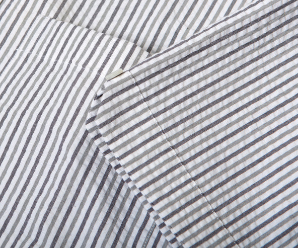Thom Browne Seersucker Rounded Collar Shirt White/Grey