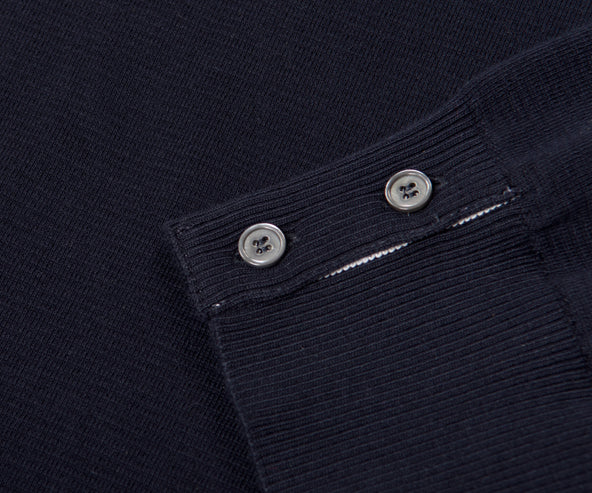 Thom Browne 4 Bar Arm Detail Cotton Knit Navy