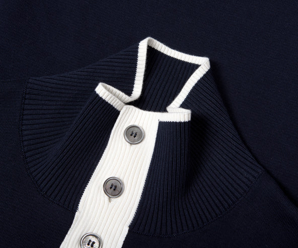 Thom Browne 4 Bar Arm Detail Cotton Knit Navy