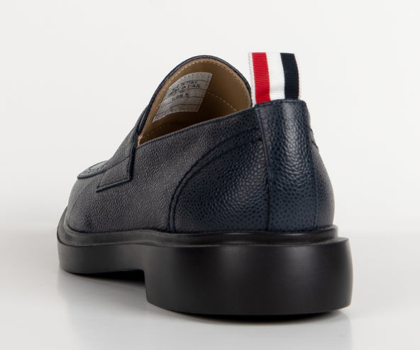 Thom Browne Pebble Grained Leather Loafers Rubber Sole Navy