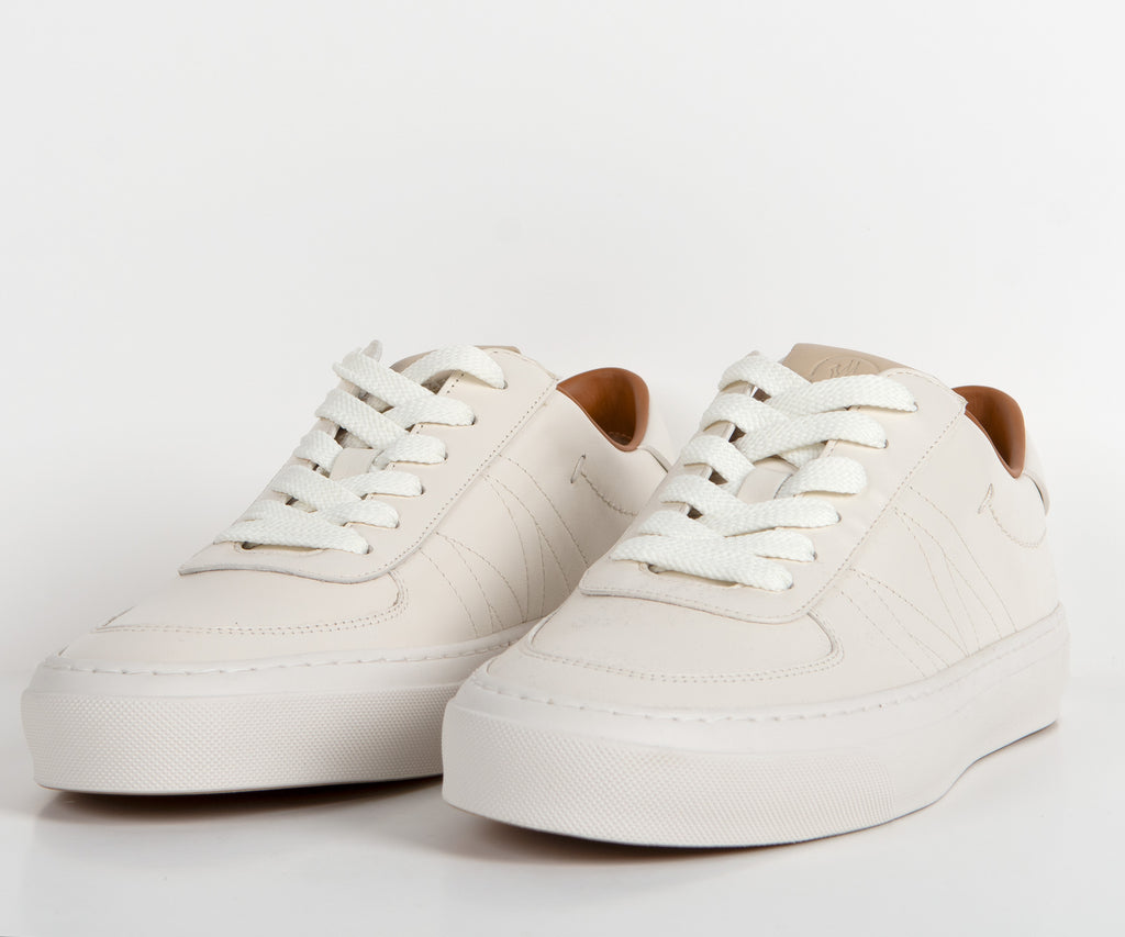 Moncler Monclub Stitched Leather Trainer Off-White