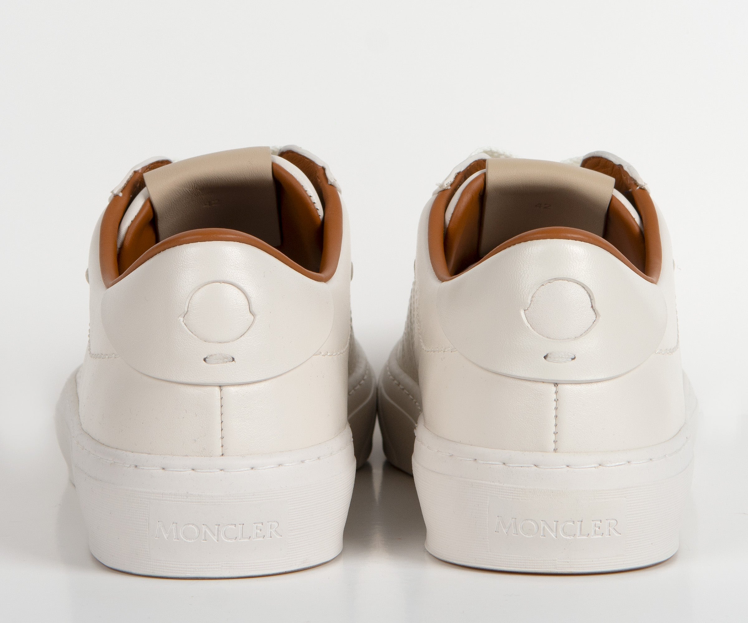 Moncler Monclub Stitched Leather Trainer Off-White