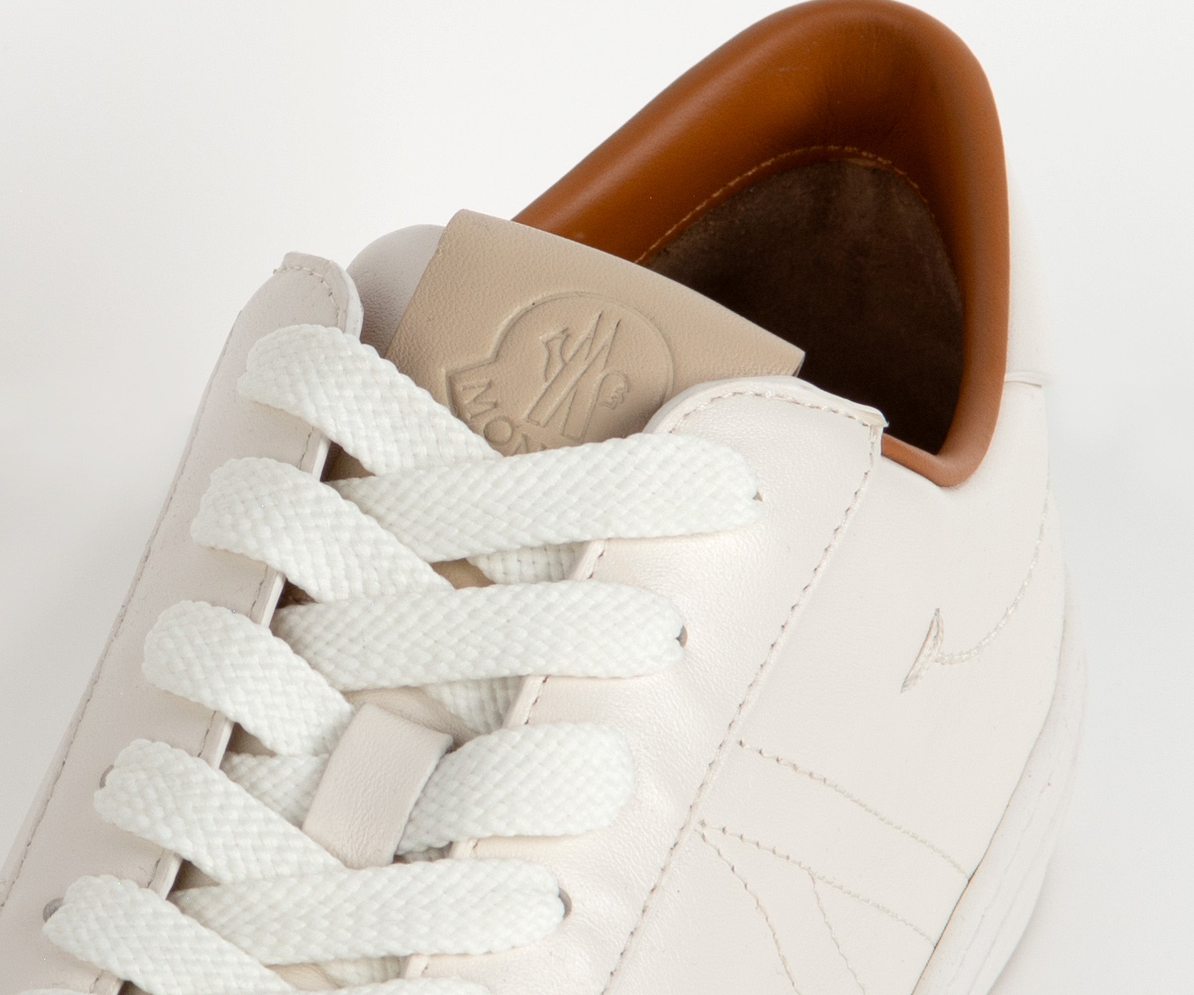 Moncler Monclub Stitched Leather Trainer Off-White