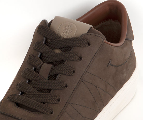Moncler Monclub Stitched Suede Trainer Brown
