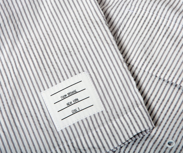 Thom Browne Striped Seersucker Swim Short White