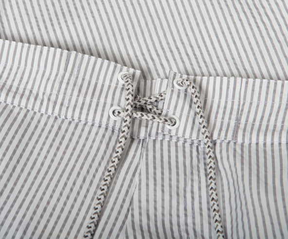 Thom Browne Striped Seersucker Swim Short White
