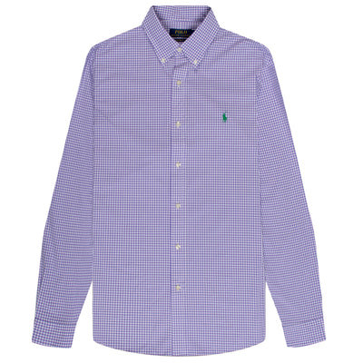 Polo Ralph Lauren Custom Fit Gingham Stretch Poplin Shirt Lavender/White