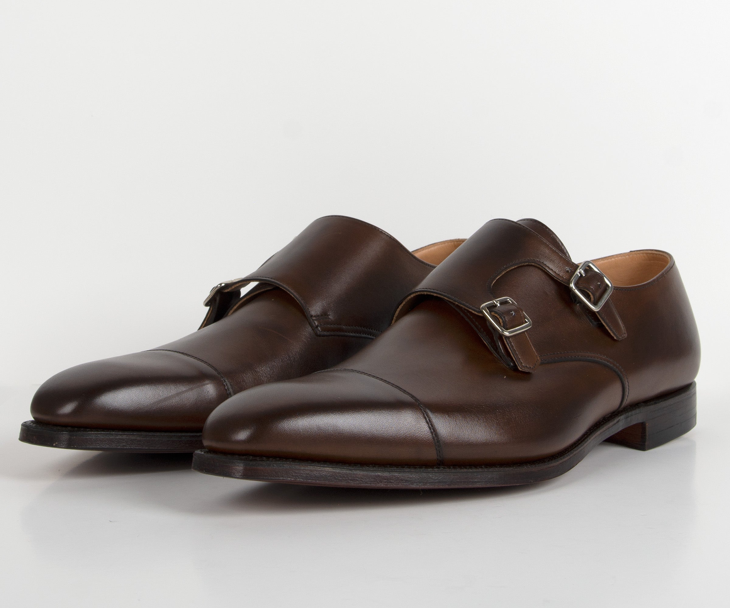 Crockett & Jones Lowndes Double Monk Strap Calf Leather Shoe Dark Brown