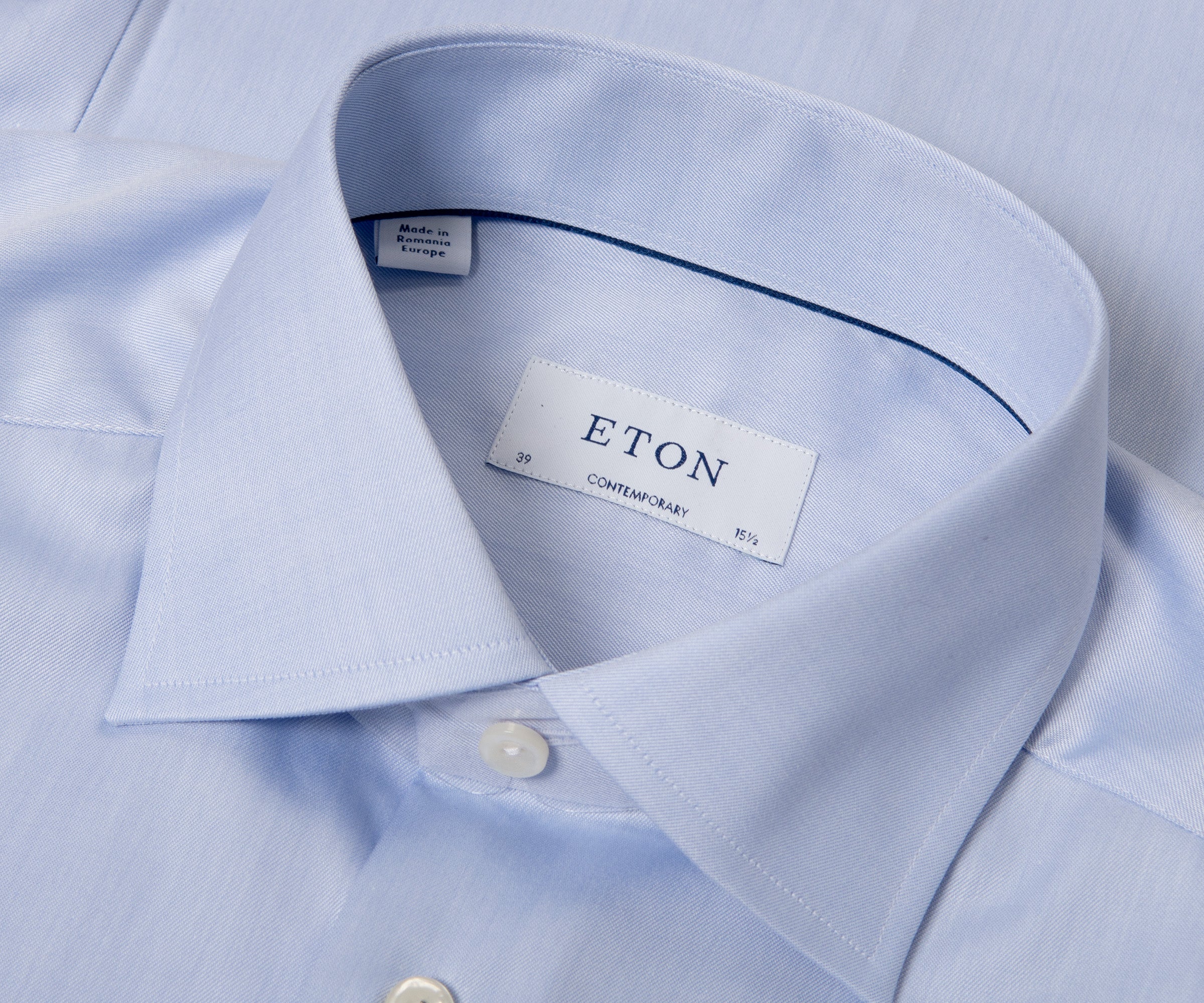 Eton Contemporary Fit Plain Formal Shirt Blue