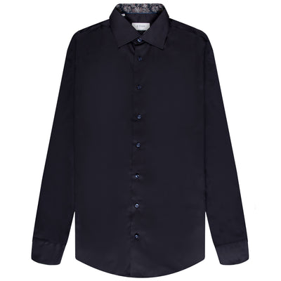 Eton Contemporary Fit Contrast Paisley Print Shirt Navy