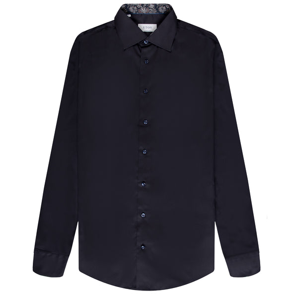 Eton Contemporary Fit Contrast Paisley Print Shirt Navy