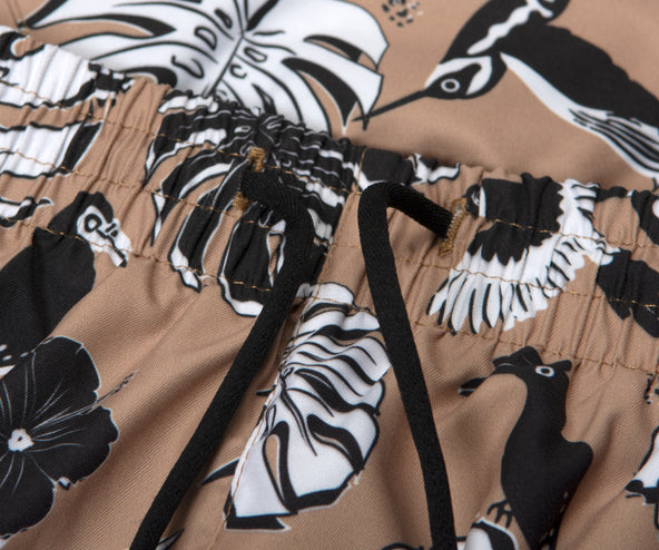 HUGO BOSS Piranha Floral Swim Shorts Beige