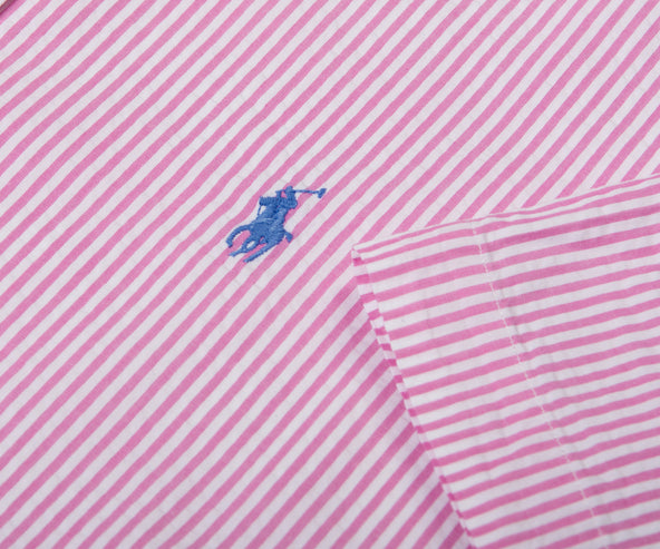 Polo Ralph Lauren SS Custom Fit Striped Seersucker Shirt Rose/White
