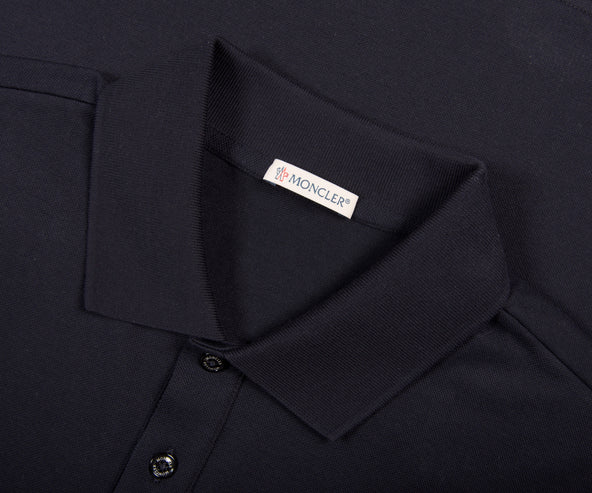 Moncler Mini Text Logo SS Polo Navy