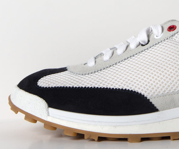 Thom Browne Fine Kid Suede Tech Runner Trainers Navy/White