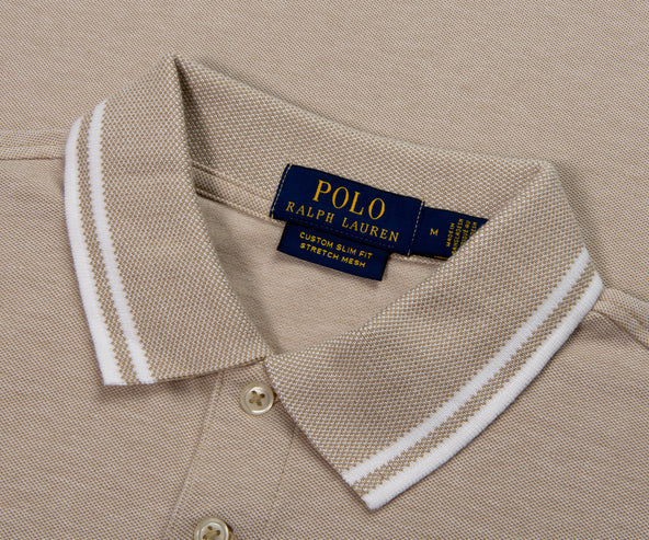Polo Ralph Lauren Stretch Mesh Detailed Collar Polo Beige