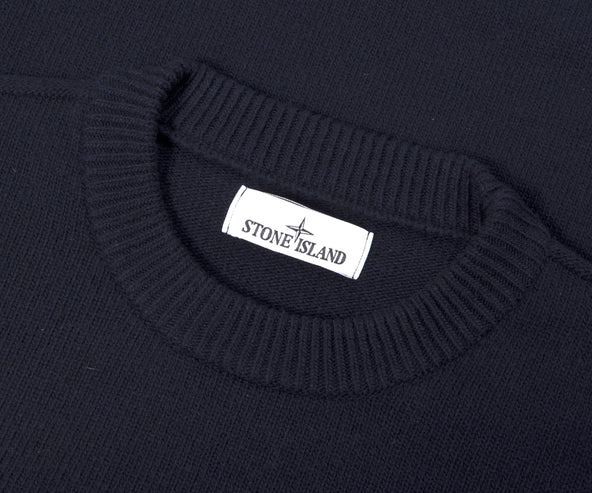 Stone Island Lambswool Crew Neck Knit Navy