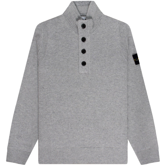 Stone Island 1/4 Button Knitted Jumper Melange Grey – Pockets