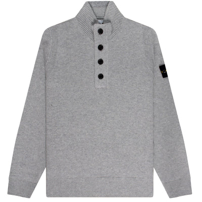 Stone Island 1/4 Button Knitted Jumper Melange Grey