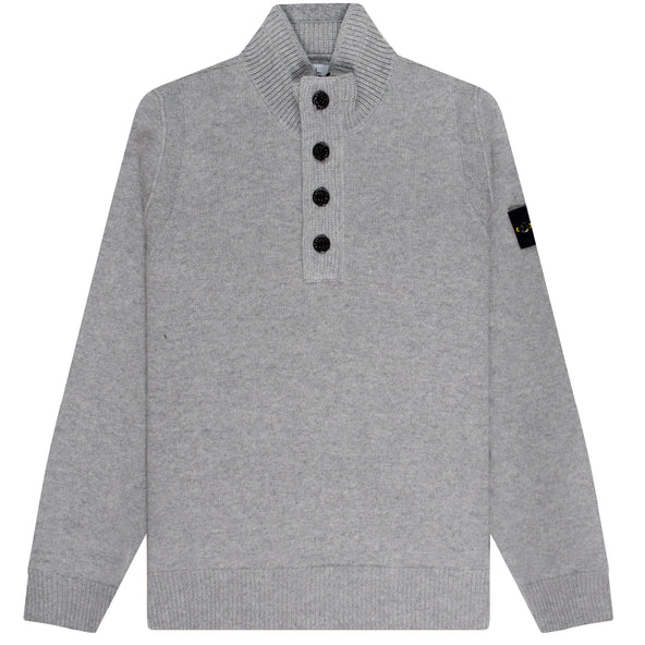 Stone Island 1/4 Button Knitted Jumper Melange Grey
