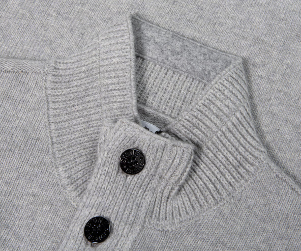 Stone Island 1/4 Button Knitted Jumper Melange Grey