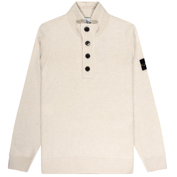 Stone Island 1/4 Button Knitted Jumper Plaster