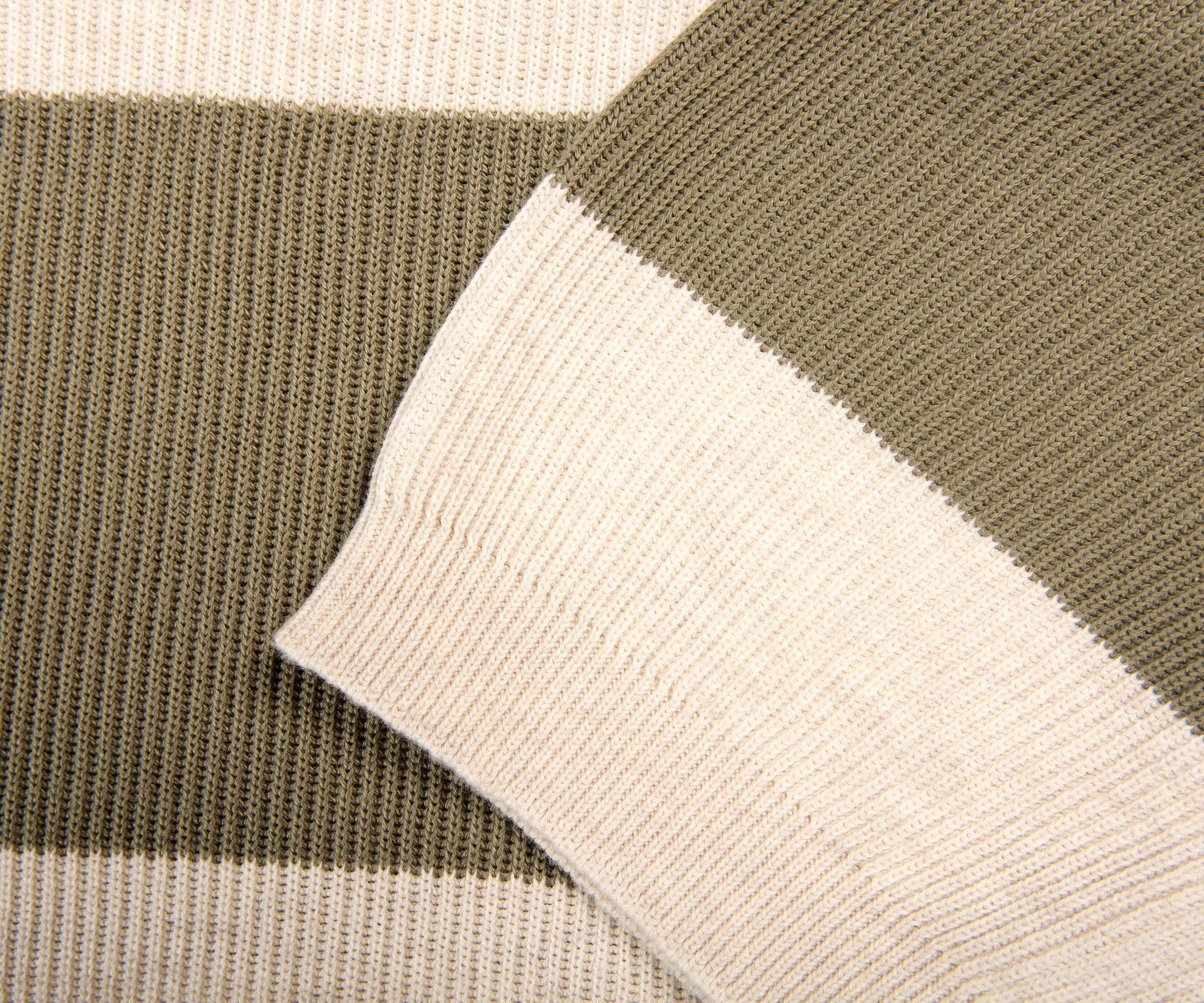 BRUNELLO CUCINELLI Cotton Bar Stripe Knit White/Sage