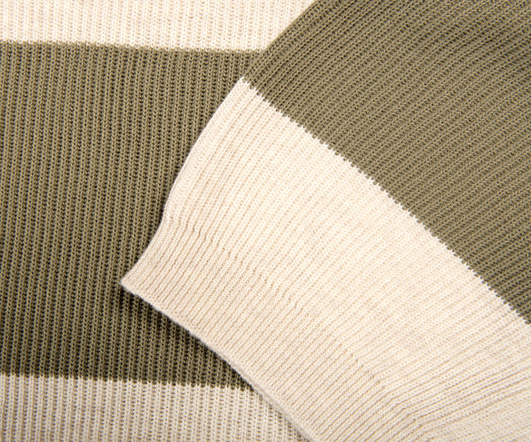 BRUNELLO CUCINELLI Cotton Bar Stripe Knit White/Sage