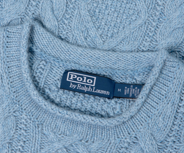 Polo Ralph Lauren Aran Cable Knitted Jumper Blue