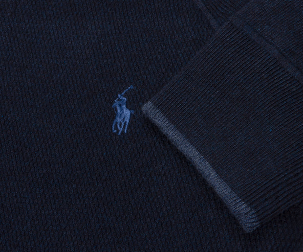 Polo Ralph Lauren Textured Cotton Full-Zip Jumper Navy