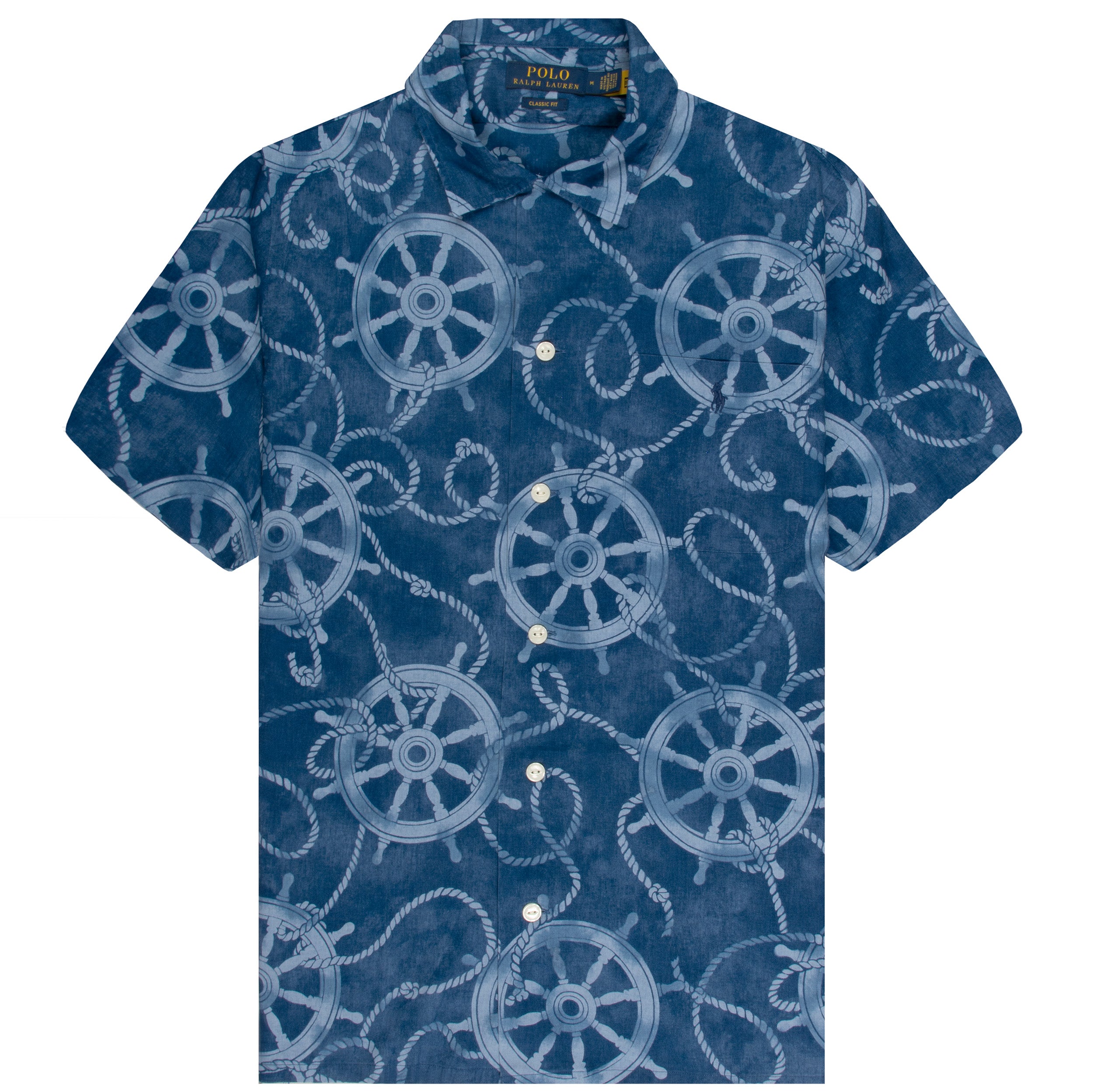 Ralph Lauren Nautical Print Linen SS Shirt Navy