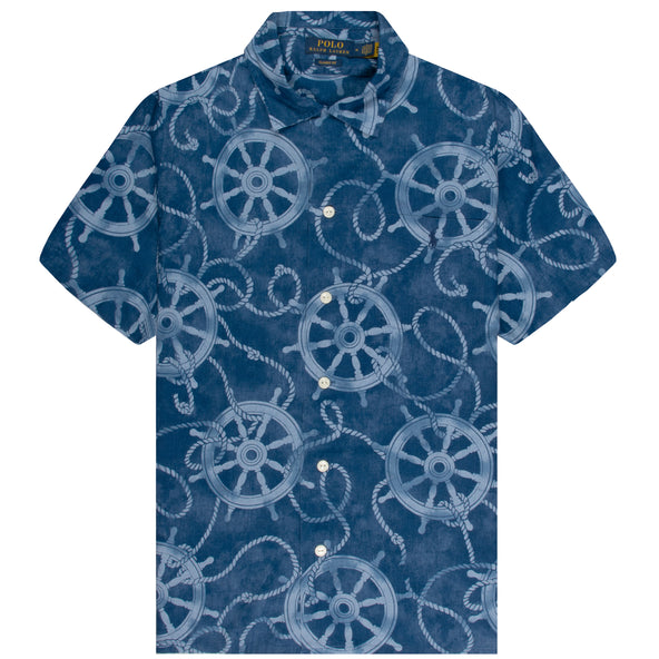 Polo Ralph Lauren Nautical Print Linen SS Shirt Navy