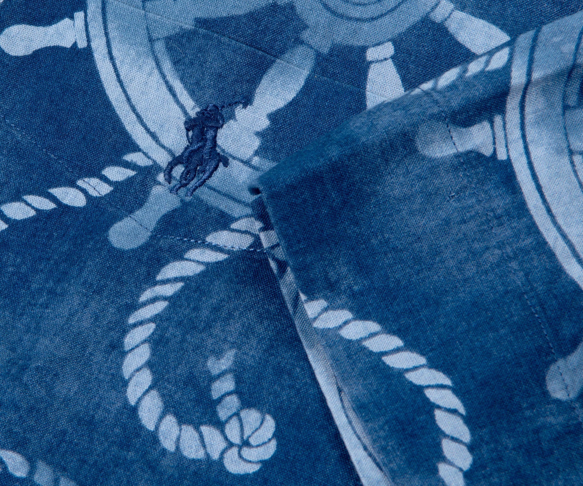 Ralph Lauren Nautical Print Linen SS Shirt Navy