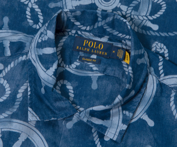 Polo Ralph Lauren Nautical Print Linen SS Shirt Navy