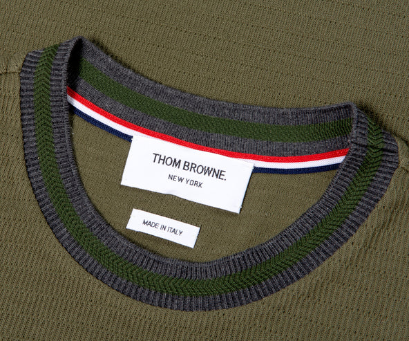 Thom Browne Textured Pointelle Pocket T-Shirt Green