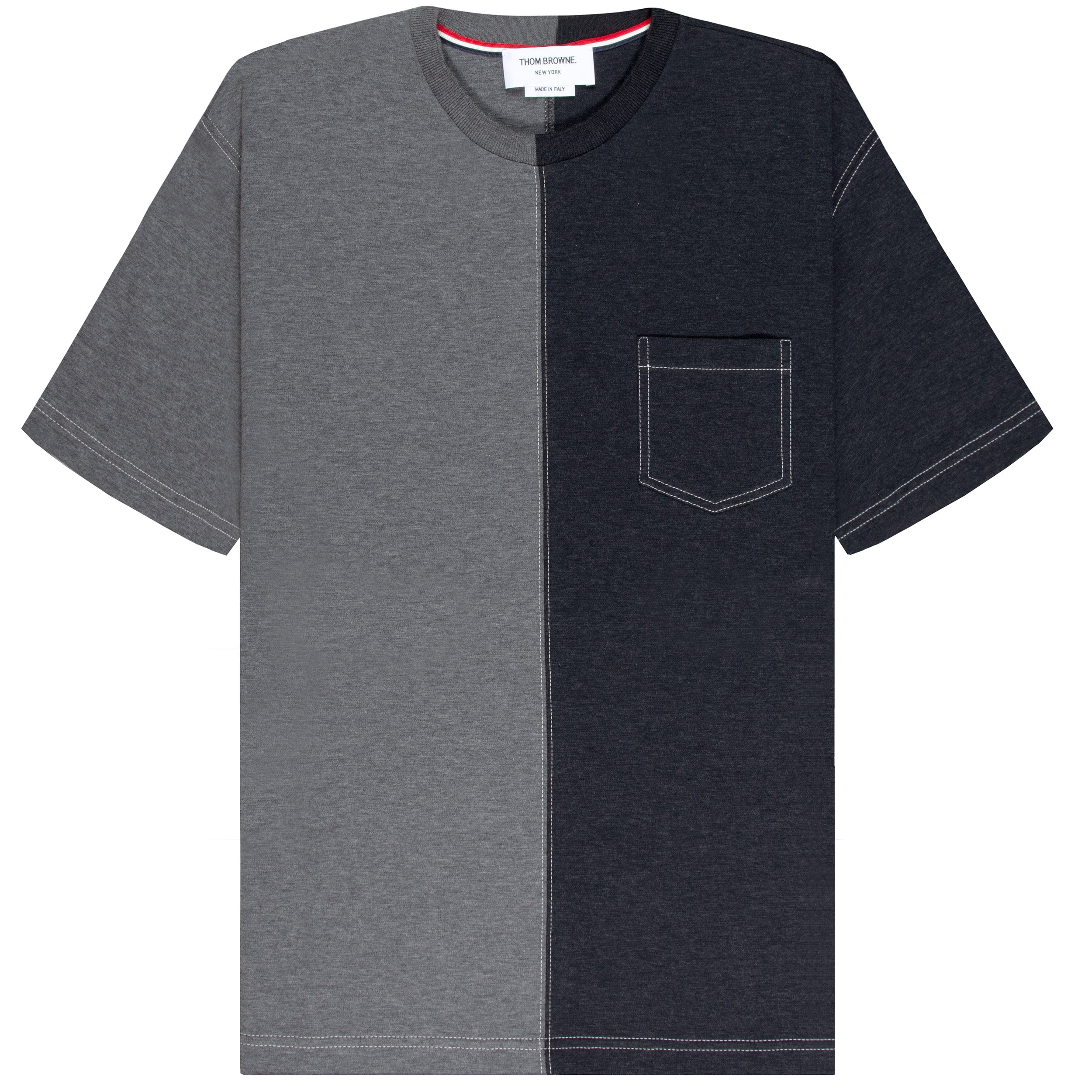 Thom Browne Contrast Stitching Split T-Shirt Grey