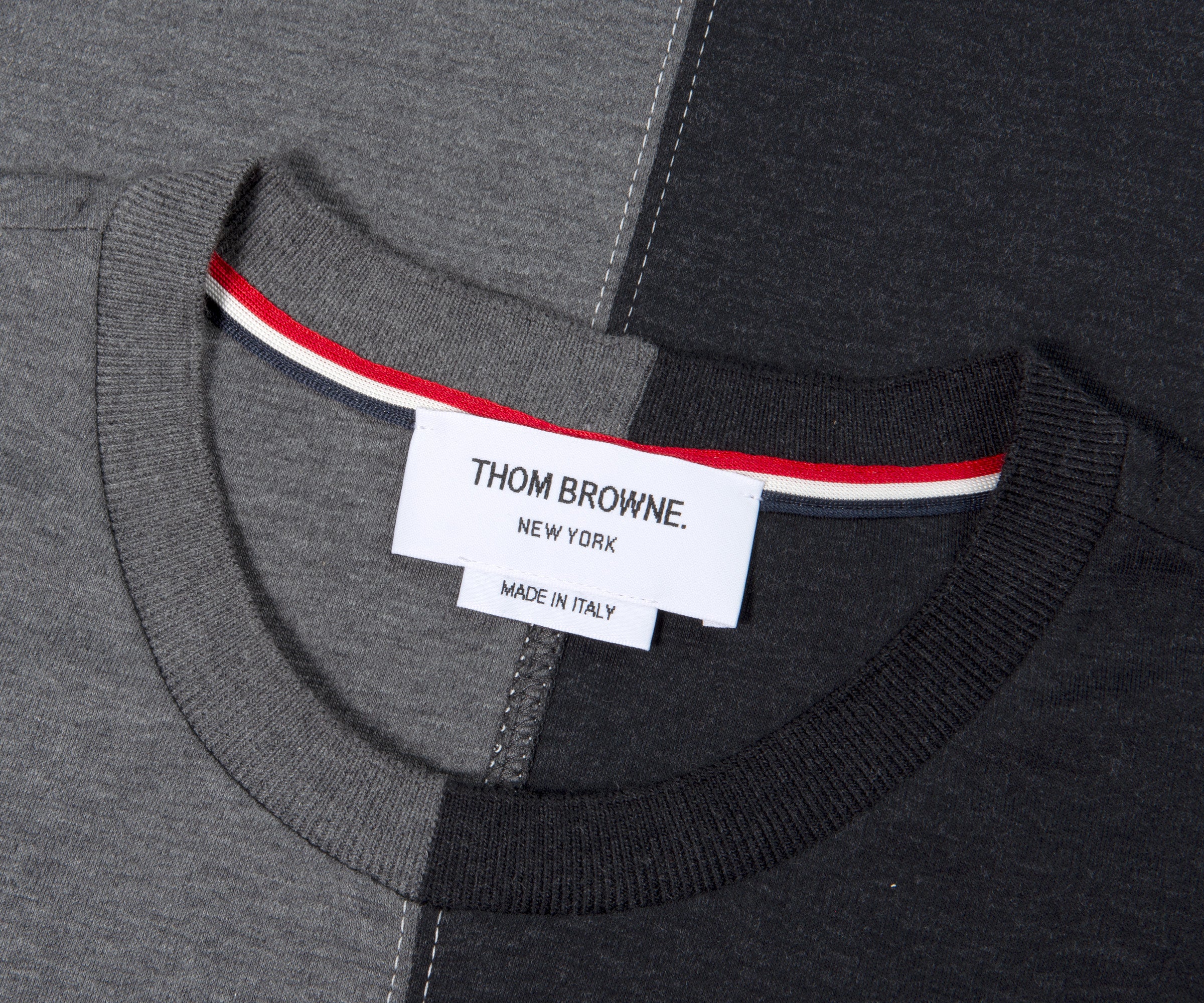 Thom Browne Contrast Stitching Split T-Shirt Grey