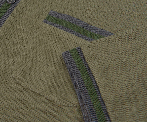 Thom Browne Textured Pointelle Pocket Polo Green