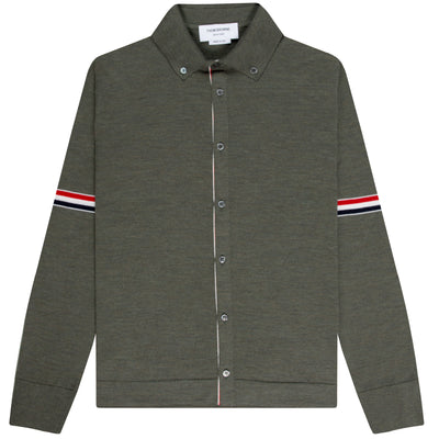 Thom Browne Armband Merino Wool Cardigan Green