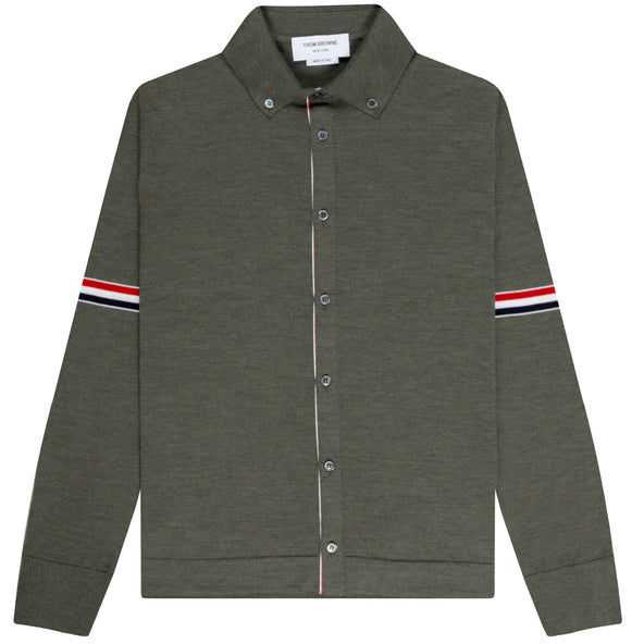 Thom Browne Armband Merino Wool Cardigan Green