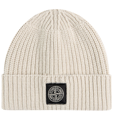 Stone Island Wool Ribbed Patch Beanie Plaster