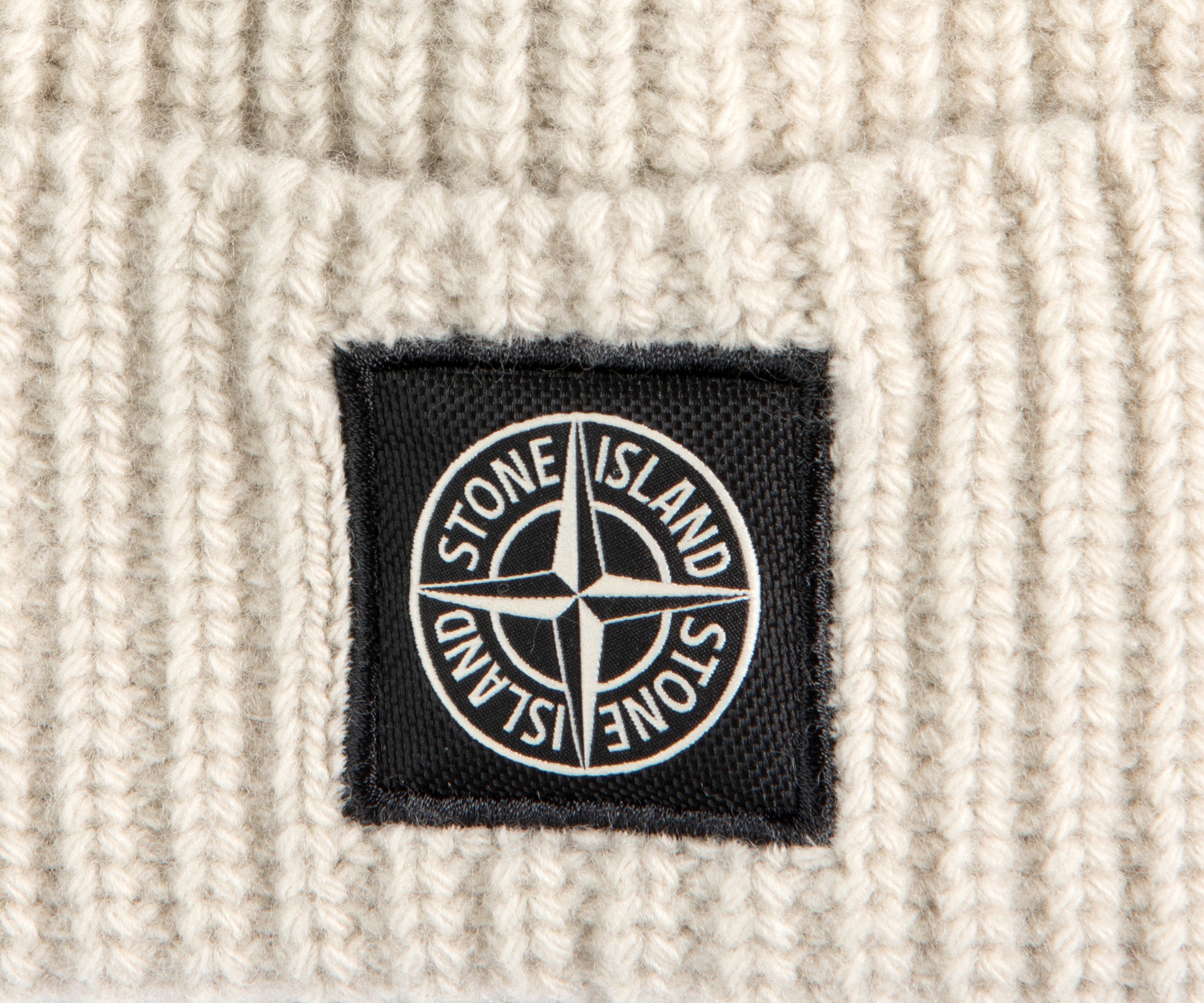 Stone Island Wool Ribbed Patch Beanie Plaster
