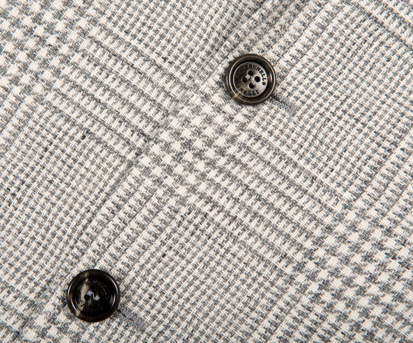 BRUNELLO CUCINELLI Prince Of Wales Deconstructed Patch Pocket Blazer Grey